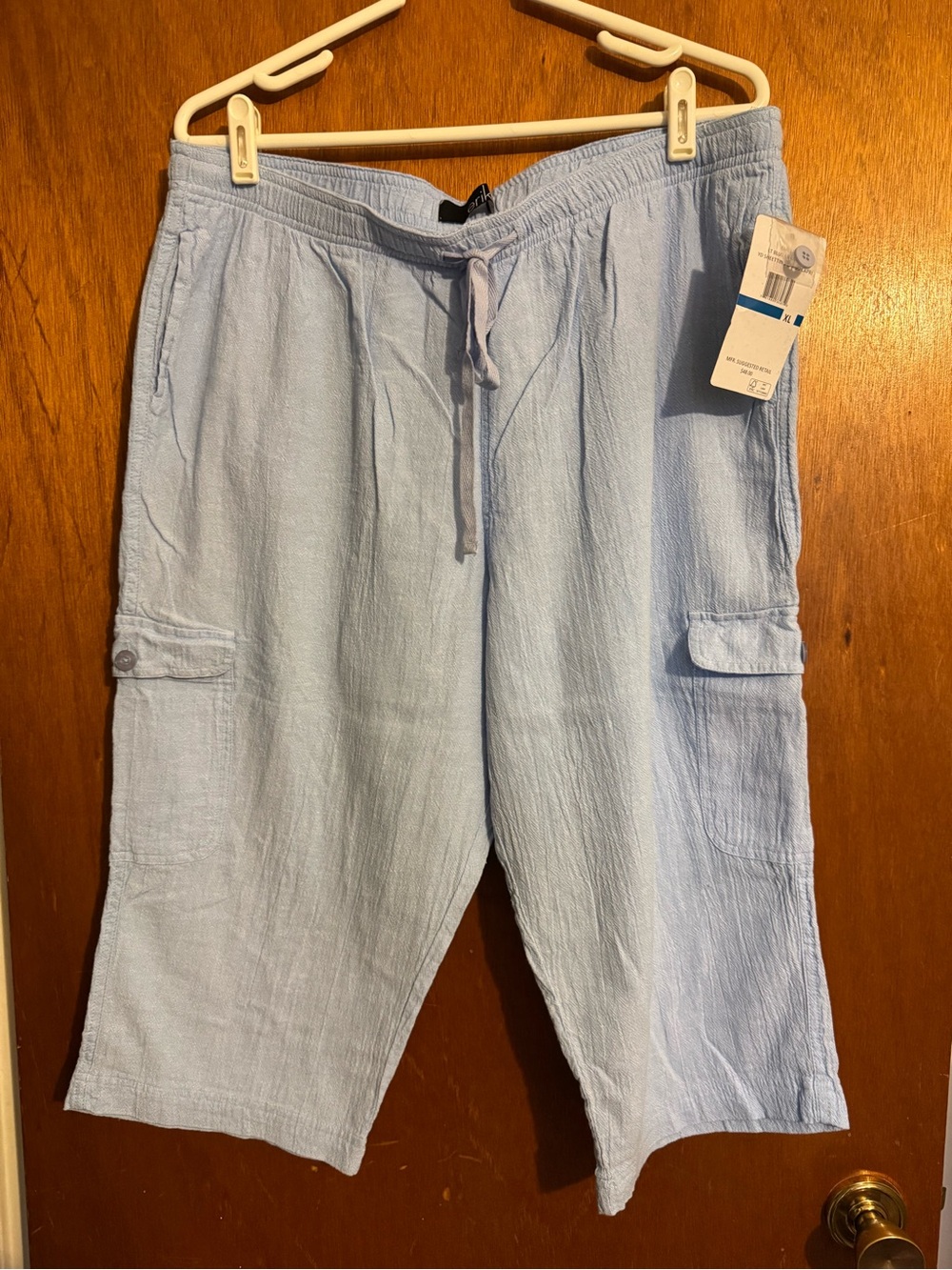 Women’s Light Blue Cargo Lounge Pants with Drawstring Waist